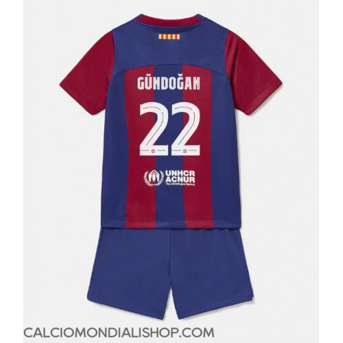 Maglie da calcio Barcelona Ilkay Gundogan #22 Prima Maglia Bambino 2023-24 Manica Corta (+ Pantaloni corti)
